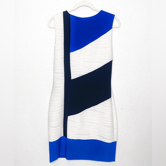 Joseph Ribkoff Silky Knit Diagonal Colour Block Stretch Jersey Dress US Size 10 - Picture 2 of 4